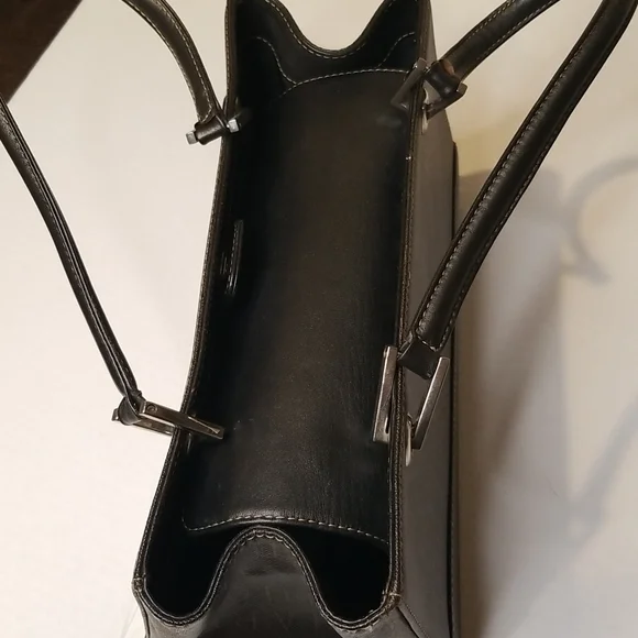 rare CHARLES JOURDAN Paris leather handbag brown rectangular purse Vintage - Picture 6 of 12